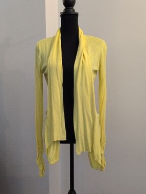 INC International Concepts Light Yellow Open-Front Cardigan
